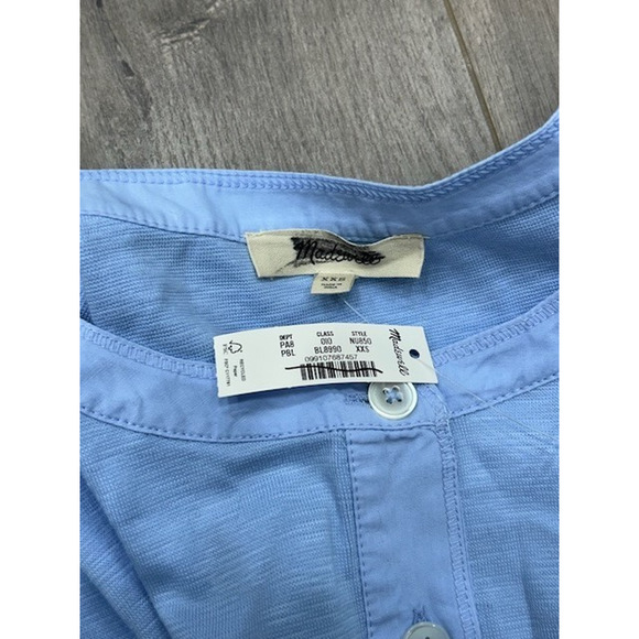 Madewell Relaxed Henley Long-Sleeve Tee Button Front Pullover Peri Blue XXS NWT - Picture 6 of 8